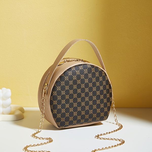 Women'S Stylish Black Round Shoulder Bag with Golden-Tone Hardware & Decorative Charm - Compact Synthetic Faux Leather Phone Purse for Daily Use, Travel, and Special Occasions - Perfect Gift for Holidays, Everyday Carry Bag|Chic Accessory|Comfortable Texture - Image 9