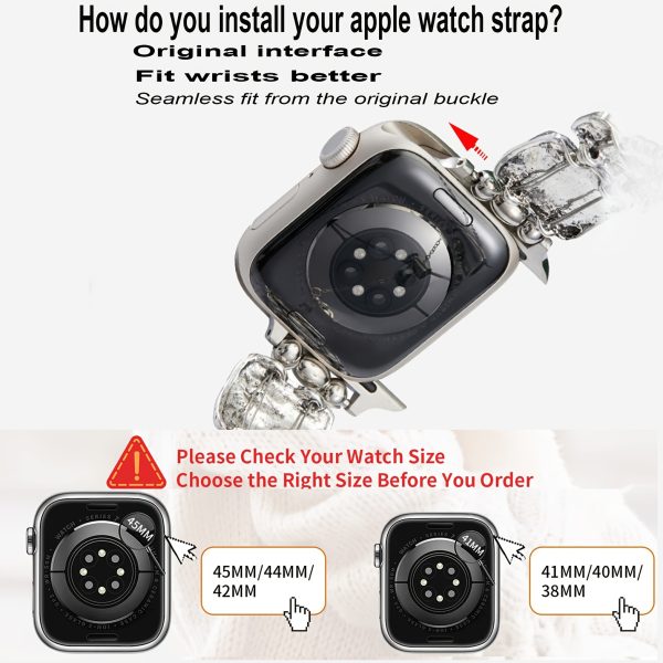 Elegant Beaded Chain Bracelet Charm for Apple Watch Ultra SE Series 10-1, 38mm-49mm, Adjustable Jewelry Strap with Butterfly & Flower Accents, Ideal for Valentine'S Day or Birthday Gift ( only Bracelet - Image 8