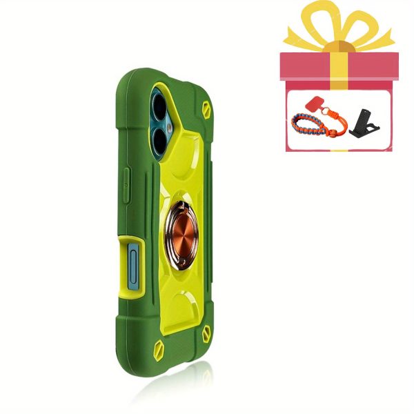 A Colorful Dual Ring Case Suitable for The Apple Iphone 16, Featuring a Durable Shell with a 360° Dual Rotating Ring Stand, a Phone Lanyard, And a 3-In-1 Protective Cover That Is Shockproof. - Image 9
