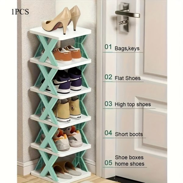 Space-Saving Foldable Shoe Rack, Compact Storage Box for Shoes - Suitable for RVs, Bathrooms, and Dormitories with Dual Row Design - Durable PVC Plastic - Image 3