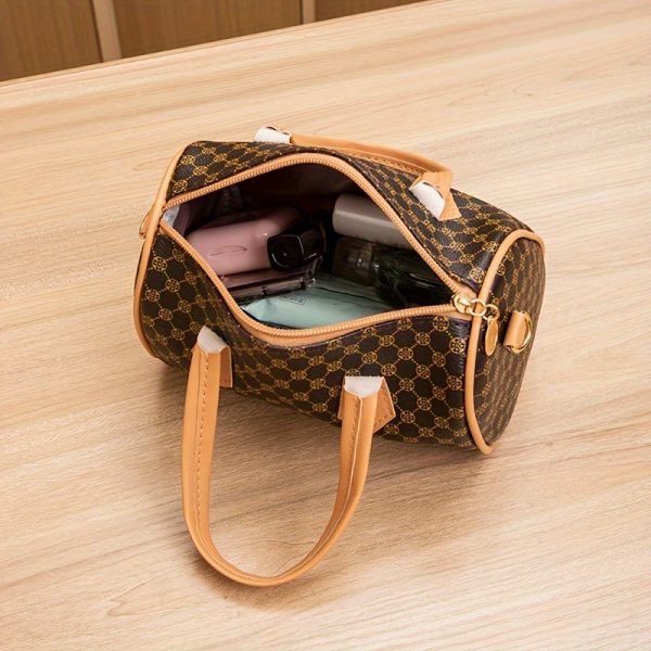 Vintage Polka Dot Mini Crossbody Bag for Women - Lightweight Synthetic Leather with Detachable Adjustable Shoulder Strap & Zipper Closure, Compact 19.51x13.0x11.99cm, Durable Polyester Lining, Deep Brown - Perfect for Travel, Holidays & Gifts, Leather Crossbody Bag, Holiday Gift Accessory, Classic Turnlock Closure - Image 9