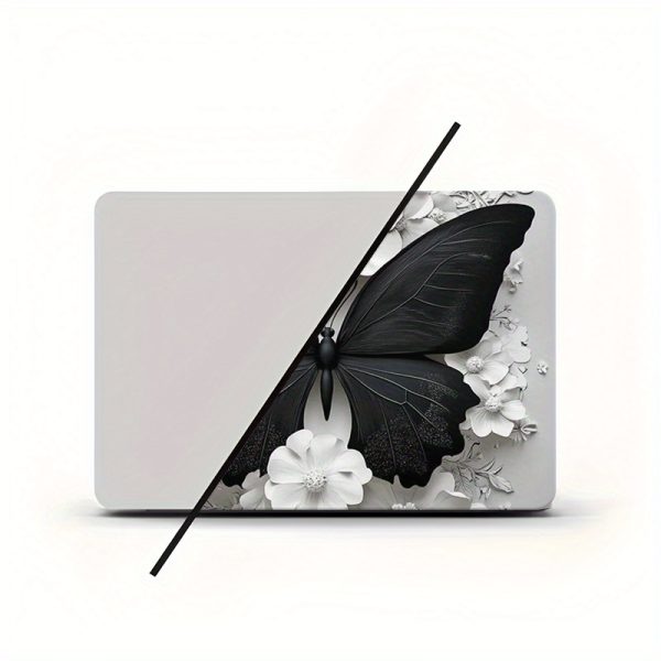 3pcs, 1pc spare, no need to worry about peeling off, black and white butterfly with flower combination pattern - computer protective cover, scratch-resistant, self-adhesive durable, easy installation and removal, universal, non-reusable sticker for notebook computers, stylish design - Image 8