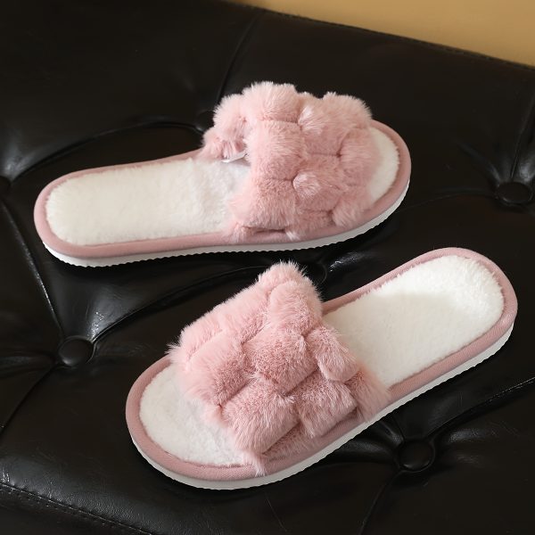 Women'S Casual Plush Slippers for Autumn And Winter, Open-Toe Indoor Floor Slippers That Are Non-Slip, Comfortable, Breathable, And Suitable for All Seasons. - Image 4