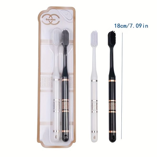 2pcs Luxury Set High-end Soft Bristle Toothbrushes Home Use Deep Cleaning Toothbrushes Manual Toothbrushes Couple Toothbrushes - Image 4