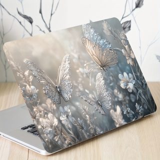 Vinyl Laptop Shell Butterfly Floral Stickers, 2pcs/Set, Scratch-Resistant DIY Art Protective Cover for HP, Dell, Lenovo, Apple, Asus Laptops - Easy to Apply and Durable Design Suitable for Laptops, Cars, Helmets, Motorcycles, Refrigerator Decorations