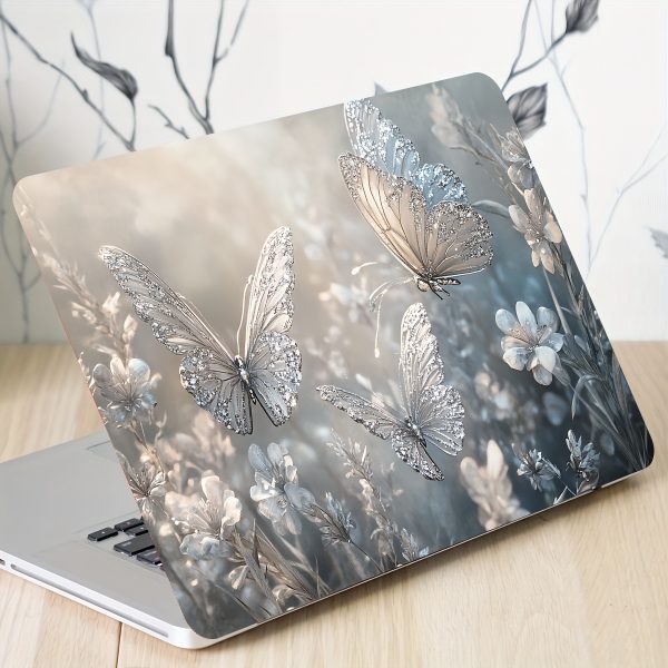 Vinyl Laptop Shell Butterfly Floral Stickers, 2pcs/Set, Scratch-Resistant DIY Art Protective Cover for HP, Dell, Lenovo, Apple, Asus Laptops - Easy to Apply and Durable Design Suitable for Laptops, Cars, Helmets, Motorcycles, Refrigerator Decorations