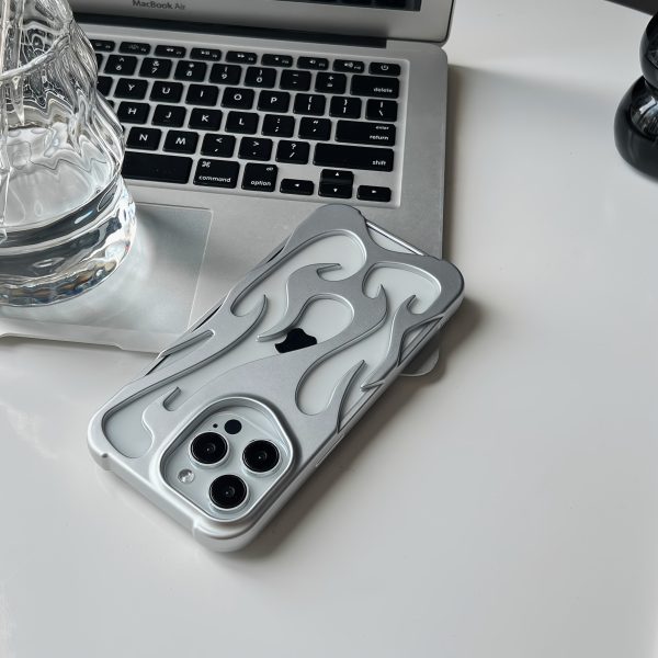 Cutout Frosted Flame Pattern Case for iPhone 15 PRO MAX Mobile Phone Case 16 Plus Suitable for Apple 14 Soft 13 Set 16 Cooling 14 PRO Advanced 12 Soft Case 15 PRO Light Luxury 11/11promax/15 Silver - Image 6