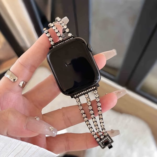 BIIFAKOO Rhinestone Bracelet Watch Band, Metal Strap Compatible with i Watch Series Ultra 10/9/8/7/SE/6/5/4/3/2/1, Water-Resistant, Multiple Sizes (38mm-49mm) - Image 8