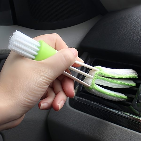 1pc 2-in-1 Multi-Purpose PE Vent Cleaner - Removable and Washable Air Conditioner Curtain Dusting Brush for Boat/Car Interior Detailing and Corner Cleanin - Image 2