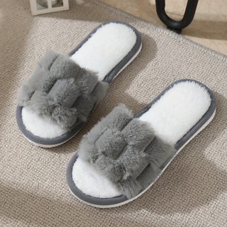 Women'S Casual Plush Slippers for Autumn And Winter, Open-Toe Indoor Floor Slippers That Are Non-Slip, Comfortable, Breathable, And Suitable for All Seasons.