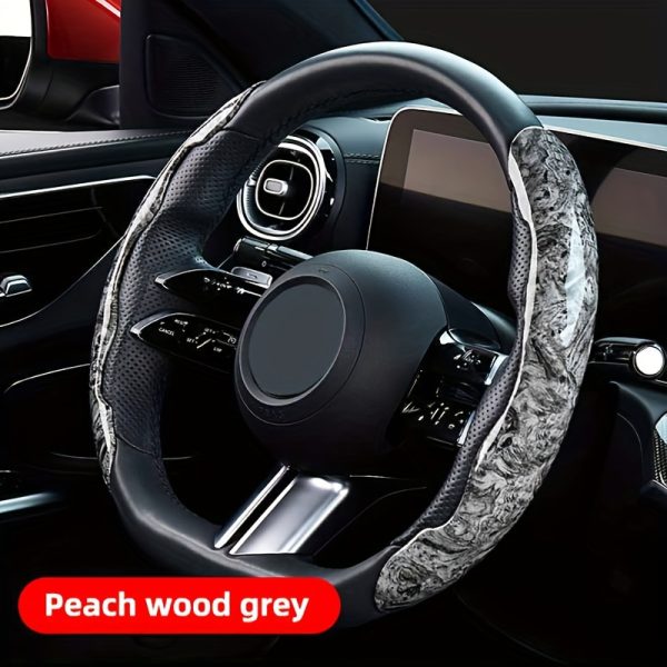 Luxury Peach Wood Grain Steering Wheel Cover - Ultra-Thin, Anti-Slip, Fit for All Seasons, High-End Feel, Easy Installation - Image 7