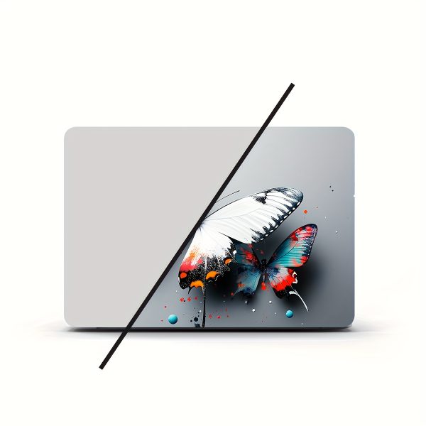 2pcs Butterfly Ink Splashing Laptop Art Decal Protective Case, Universal Netbook Light Beige Sticker Non-Duplicate Use Field Notebook Computer Light Beige Sticker Decal Waterproof and Scratch Resistant - Waterproof, Anti-scratch, Suitable for Laptops, Cars, Helmets, Motorcycles, Refrigerator Decorations - Image 4