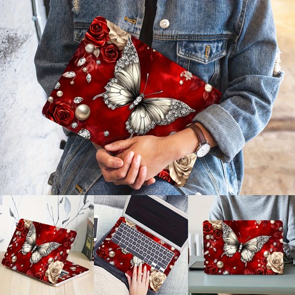 Pack of 2 Red Butterfly Laptop Art Decal Protective Cases, Universal Netbook Light Beige Stickers Non-Duplicate Use Field Notebook Computer Light Beige Sticker Decals Waterproof and Scratch Resistant - Waterproof, Anti-scratch, Suitable for Laptops, Cars - Image 6