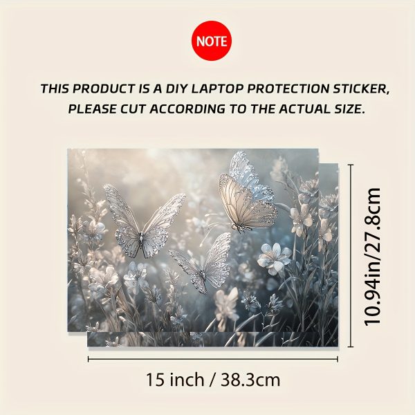 Vinyl Laptop Shell Butterfly Floral Stickers, 2pcs/Set, Scratch-Resistant DIY Art Protective Cover for HP, Dell, Lenovo, Apple, Asus Laptops - Easy to Apply and Durable Design Suitable for Laptops, Cars, Helmets, Motorcycles, Refrigerator Decorations - Image 2