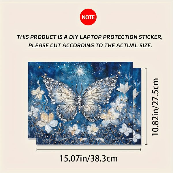 2pcs Elegant Butterfly & Floral Vinyl Laptop Skins - Waterproof, Scratch-Resistant, DIY Art Protection for Laptops & Cars, Universal Netbook Skin, Netbook Skin | Artistic Laptop Skin | Durable Laptop Skin, Laptop Accessories - Image 2