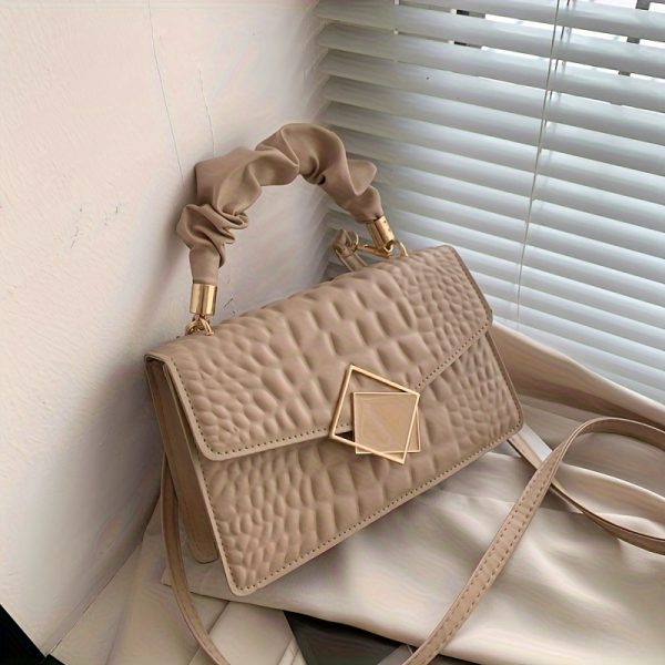 Women'S Fashion Faux Leather Satchel, Solid Color, Buckle Closure, with Edge Paint, with Accessory, for Occasion-Ready, Do Not Wash - Image 6