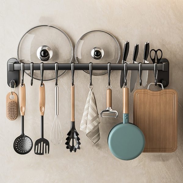 WONGIRL Carbon Steel Kitchen Organizer Rack - Ideal for Chopsticks, Knives & Seasonings | Easy Install with Adhesive or Screws - Image 10