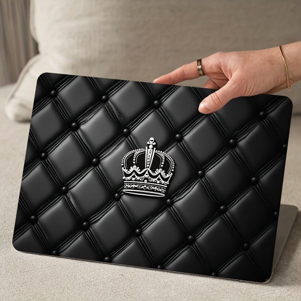 2pcs Elegant Crown Design Laptop Stickers - Waterproof, Scratch-Resistant Vinyl Skin for Notebooks & Tablets, Self-Adhesive, Semi-Matte Finish, Perfect for Personalization, Notebook Accessories | Crown Design | Durable Vinyl - Image 8