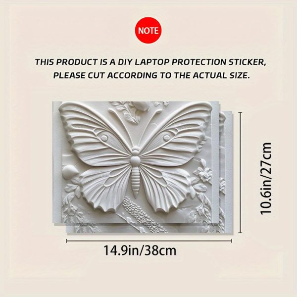 3D Butterfly & Floral Design Laptop Skin - Durable PVC, Easy to Apply, No Residue, 38.99x27.0 cm, Stylish & Protective for Your Laptop, Laptop Skin | Artistic Laptop Cover | Smooth Texture Skin, Butterfly Decor - Image 6