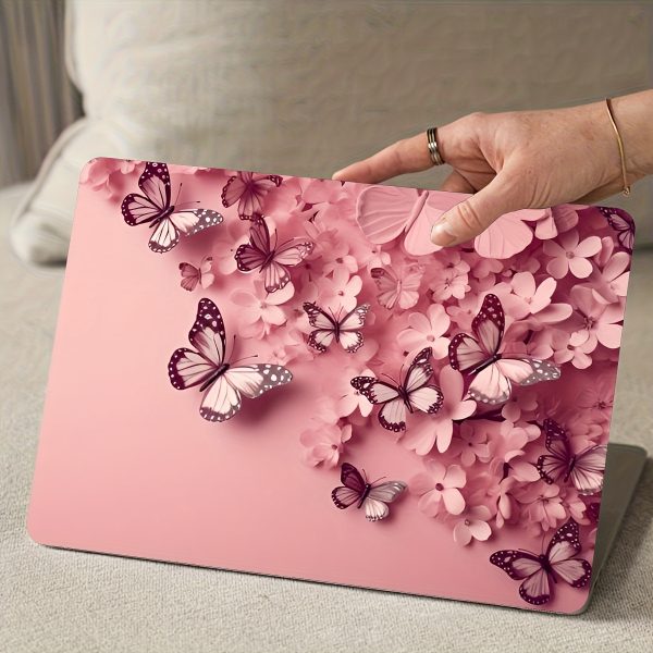 2pcs 3D Pink Butterfly Vinyl Laptop Sleeve Stickers - Waterproof, Scratch-Resistant PVC, Easy Apply & Remove, No Marks, Fits 33.02-38.1cm Laptops, Decorative Floral Design, Perfect Digital Gift - Image 5