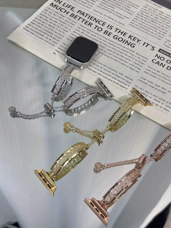 1pc Women Girls New Luxury Zirconia Diamond Hollow Bracelet Compatible with Apple Watch Band Series 10 9 8 7 6 5 4 3 2 1 38/40/41/42/44/45/46/49/ Ultra 1/2 SE for iWatch Strap Can be used as Back to School Gift, Birthday Gift - Image 15