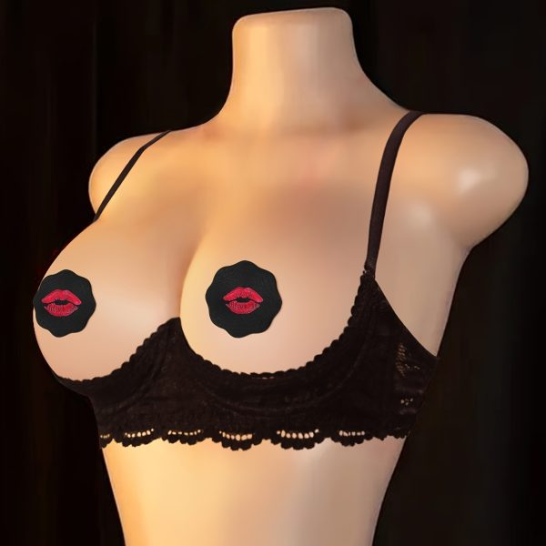 Women'S Sexy Lips Print Bra Strapless Adhesive Bandeau, Wire-Free, Polyester & Silicone Blend, Knit Fabric, Perfect for Beach, Pool, or Gym, Gym Wear|Sexy Lips Design|Wireless Bra