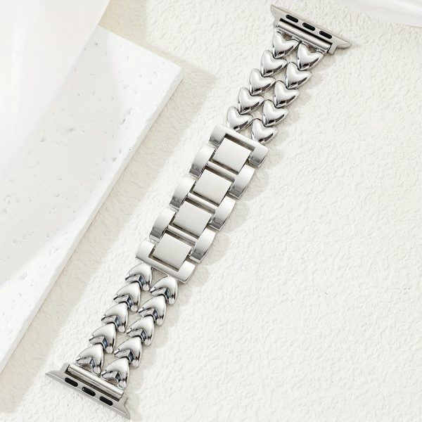 A double-row heart-shaped metal strap suitable for Apple watch for Apple Watch Wristband 38mm 40mm 41mm 42mm 44mm 45mm 49mm for iWatch 10/9/8/7/6/5/4/3/2/1/SE/Ultra series - Image 8