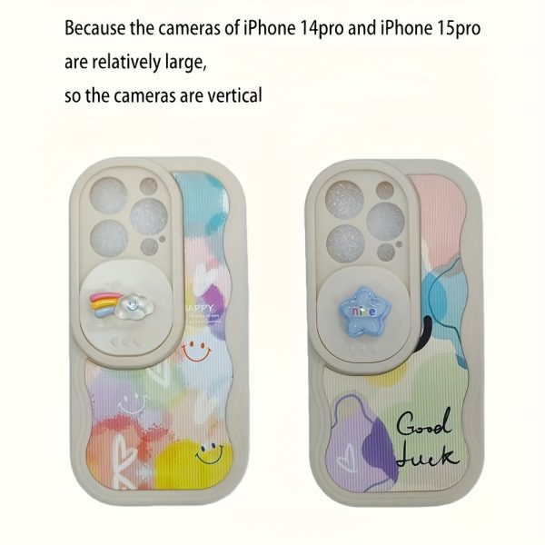 Y2K Cute 3D Star Rainbow Wave Edge Push Window Protective Soft Case For IPhone 15 Pro Max 14 Pro Max 13 12 Pro 11 Shockproof Back Cover - Image 12