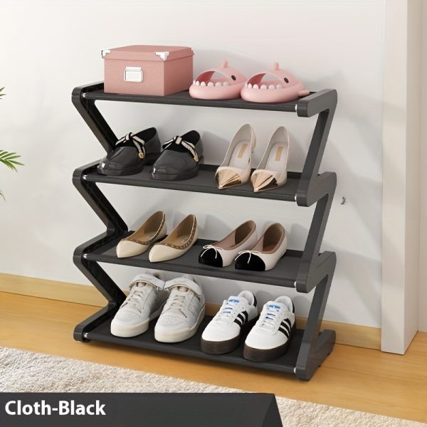 4-Tier Z-Shaped Shoe Rack, Durable Plastic Freestanding Storage Organizer, Curved Design, Easy-to-Assemble Floor-Standing Shelf, Suitable for Living Room or Dormitory, No Tools Required, Stackable and Space-Saving, Shoes Storage Box, Standing Shel, Standing Shelf - Image 5