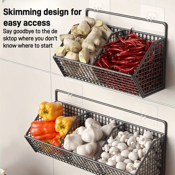 Wall-Mounted Kitchen Storage Basket - Multi-Functional Hanging Organizer, Durable Metal Rack Box for Small Bathroom and Kitchen Storage Needs, Bathroom Accessories - Image 7