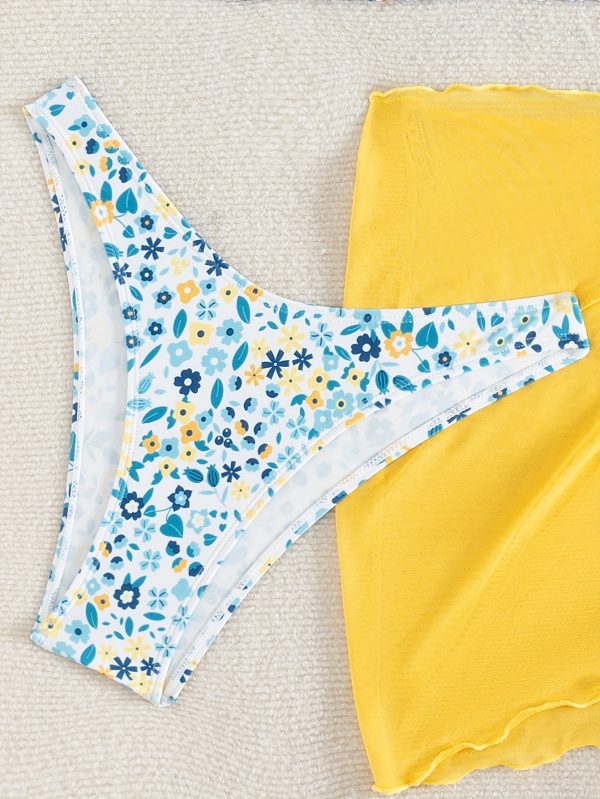 Women's Fresh Floral Mesh Bikini Three-Piece Set - Image 5
