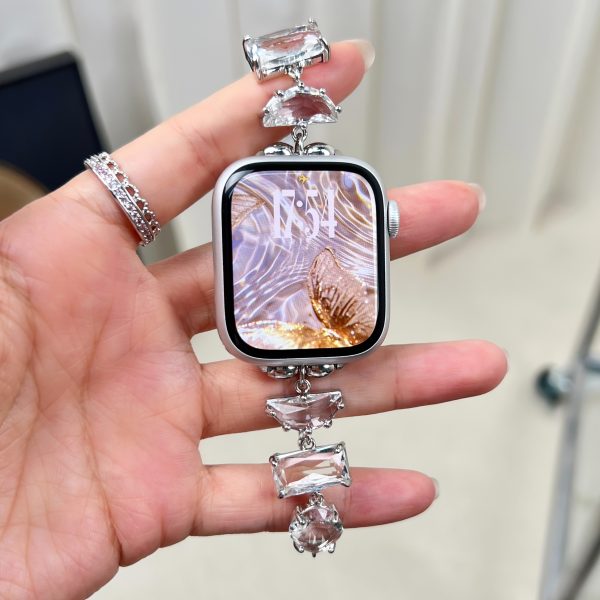 1pc Alloy Copper Gemstone Chain Style for apple Watch Band Strap, Women Fashionable Wristband, Without Battery, Compatible with 38mm 40mm 41mm 42mm 44mm 45mm 46mm 49mm for apple Watch Ultra S10/9/8/7/6/5/4/3/2/1 Smart Watch - Image 11