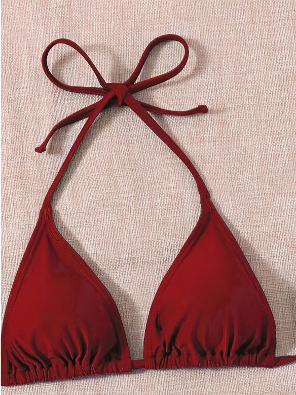 Women'S Red Strapless Bikini with Ruffle Detail - High Stretch Fabric, Solid Color, Stylish Swimsuit for Beach and Pool, Beach Attire|Ruffle Bikini|Stretchable Fabric - Image 9