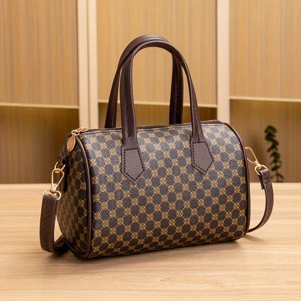 Vintage Polka Dot Mini Crossbody Bag for Women - Lightweight Synthetic Leather with Detachable Adjustable Shoulder Strap & Zipper Closure, Compact 19.51x13.0x11.99cm, Durable Polyester Lining, Deep Brown - Perfect for Travel, Holidays & Gifts, Leather Crossbody Bag, Holiday Gift Accessory, Classic Turnlock Closure - Image 4