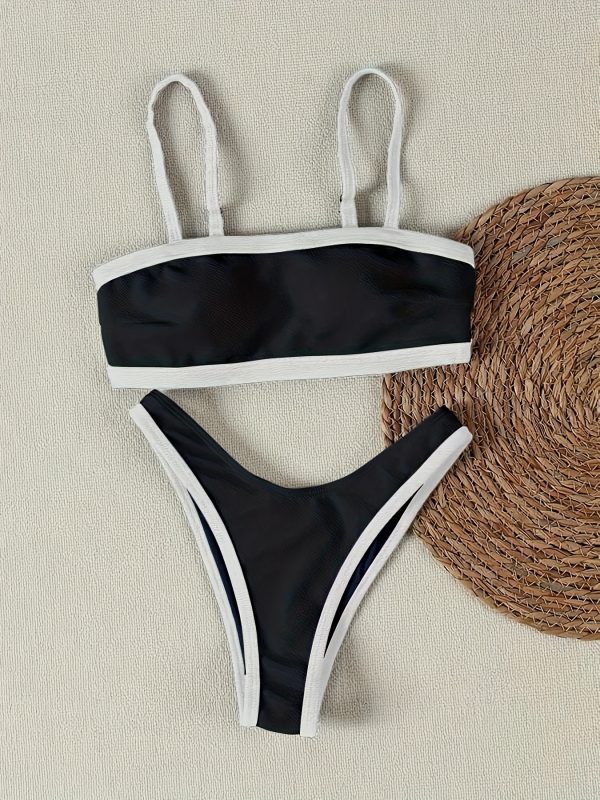 25SS Midsummer Trend Contrast Color Swimsuit Set, Women's Style, Perfect for Beach Vacations - Image 3