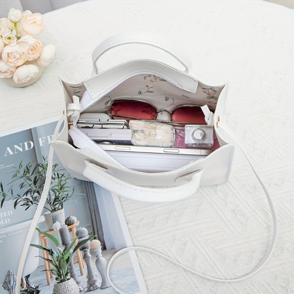 Women's Casual Floral Crossbody Bag - White with Detachable Adjustable Strap & Zipper Closure, Minimalist Holiday Design for Everyday Use, Personal Item Storage, Sleek Appearance - Image 7