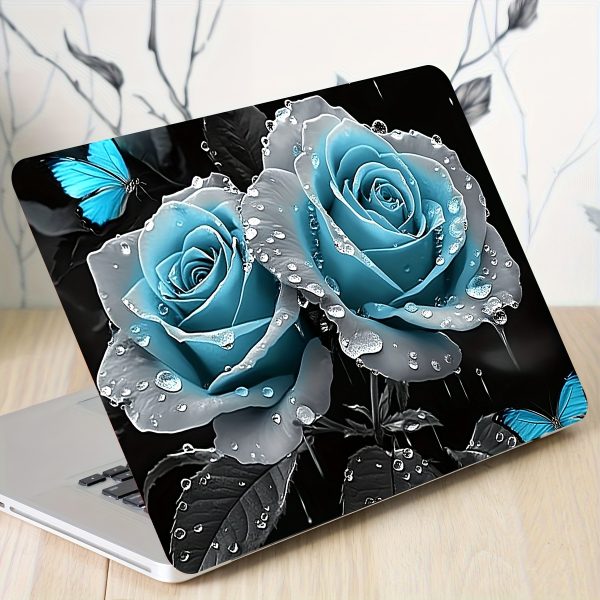 2pcs Blue Rose & Butterfly Vinyl Decals - Waterproof, Scratch-Resistant Laptop Skins with Semi-Matte Finish | Fit for Notebooks, Cars, Helmets, Motorcycles, Fridges | Artistic, Non-Reusable Stickers, Laptop Stickers - Image 8