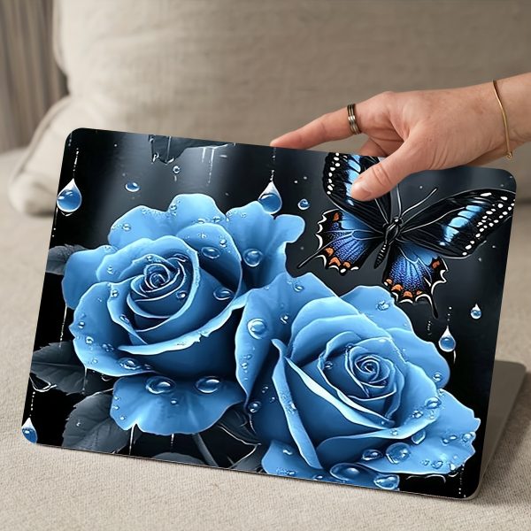 2pcs Blue Rose & Butterfly Vinyl Decals - Waterproof, Scratch-Resistant Laptop Skins with Semi-Matte Finish | Fit for Notebooks, Cars, Helmets, Motorcycles, Fridges | Artistic, Non-Reusable Stickers, Laptop Stickers - Image 5