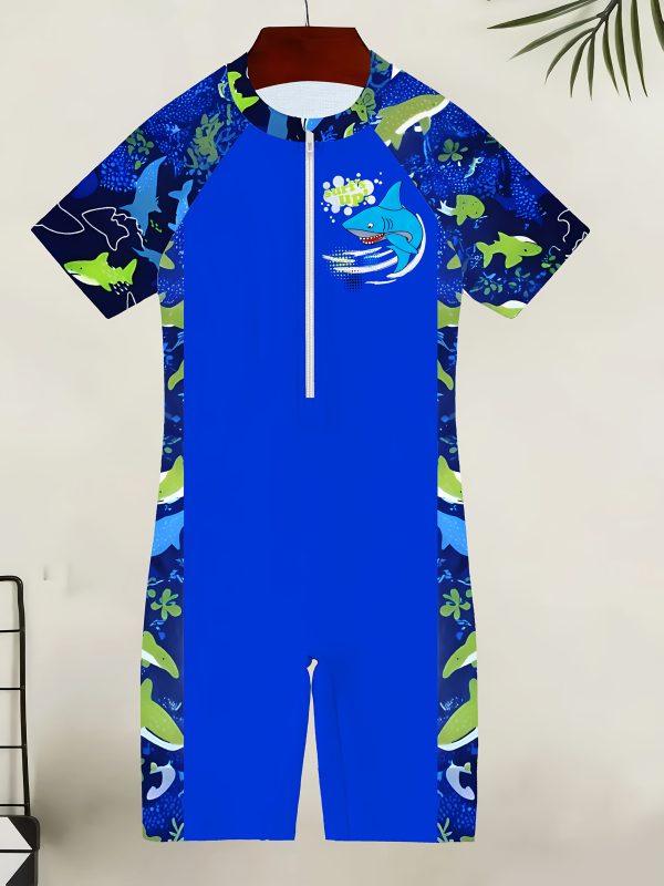Fashionable Print One-Piece Swimsuits for Boys, Girls And Teenagers, Swim Trunks for Boys, Girls And Teenagers, Professional Swimsuits And Trunks for Swimming Enthusiasts, Novel Pattern Design, Comfortable Quick-Drying And Breathable Fabric, Suitable for Boys And Girls - Image 3