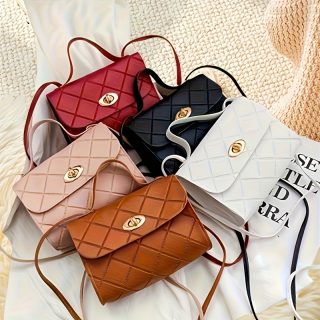 Fashionable lady's mini handbag - Fashion black with striped design, perfect for daily commuting. Women's quilted crossbody handbag, small top handle clutch, designer handbag, handbag, handbag