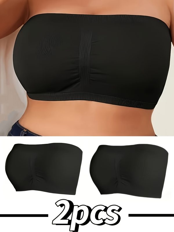 2pcs Strapless Seamless Tube Top – Breathable, Solid Color, Comfortable & Versatile, Sexy Non-Slip Ruched Bra for Women, Essential for Any Wardrobe - Image 4