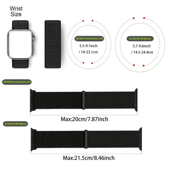 MIOHHR 1pc Nylon Loop Band for Apple Watch, Casual Style with Deployant Clasp, Sport Bracelet Correa Compatible with iWatch Series 1-10/SE/Ultra, Independence Day/Christmas/Football Holiday Gift - Image 2