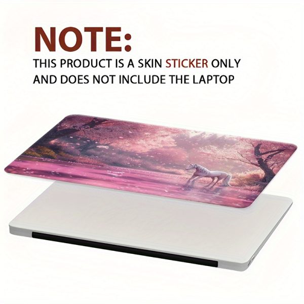 3pcs - 1pc Spare, PVC Laptop Skin with Tranquil White Horse & Pink Cherry Blossom Design - Scratch-Resistant, Self-Adhesive - Customizable for 30.48-39.62cm Notebooks - DIY Easy, Notebook Skin | Serene Landscape Art | PVC Material - Image 7