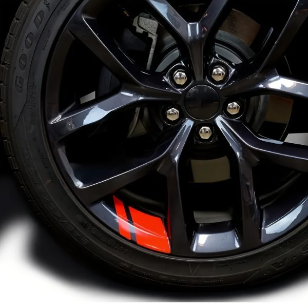 4pcs Reflective High Gloss Polyurethane Wheel Rim Decals for Enhanced Vehicle Safety, Self-Adhesive Stripes, Left Placement on Plastic Surfaces, Fantasy Space Auto Theme - Image 4