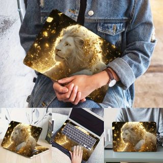 3pcs, 1pc spare, no need to be afraid of bad stickers, vinyl laptop shell Golden lion sticker, anti-scratch DIY art protective case, suitable for HP, Dell, Lenovo, Apple, Asus laptops - easy to stick and durable design Suitable for notebooks, cars, helmets, motorcycles, refrigerator decorations