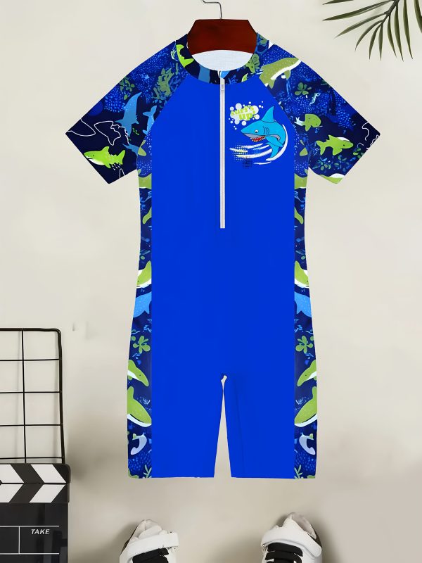 Fashionable Print One-Piece Swimsuits for Boys, Girls And Teenagers, Swim Trunks for Boys, Girls And Teenagers, Professional Swimsuits And Trunks for Swimming Enthusiasts, Novel Pattern Design, Comfortable Quick-Drying And Breathable Fabric, Suitable for Boys And Girls - Image 6