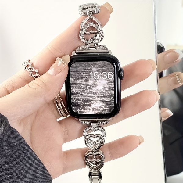 1 Pack Compatible with Apple Watch Bands In 38mm, 40mm, 41mm, 42mm, 44mm, 45mm, 46mm And 49mm Series 10, 9, 8, 7, 6, 5, 4, 3, 2, 1, SE, And SE2 Love iWatch Straps for Both Ladies And Gentlemen. Classic Stainless Steel Golden Strap Suitable for iWatch Bands, Alloy Material, Aluminum Buckle, Durable & Stylish Design - Image 10