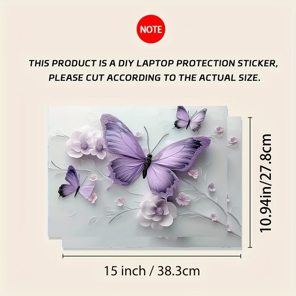 Roller packaging, 3pcs with 1 spare piece, no need to worry about peeling off. Butterfly pattern laptop art decal Light Beige sticker, non-reusable laptop Light Beige decal, waterproof and scratch-resistant - suitable for laptops, cars, helmets, motorcycles, refrigerator decoration - Image 2