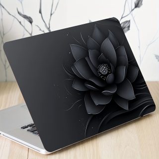 2-Pack Vinyl Laptop Skin, Black Lotus Sticker, Scratch-Resistant DIY Art Protective Cover, Compatible with HP, Dell, Lenovo, Apple, ASUS - Easy to Apply, Durable for Laptops, Cars, Helmets, Motorcycles, Fridge Decor, Cartoon Pattern, Semi-Matte Finish, Self-Adhesive Mount