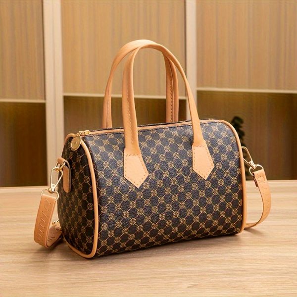 Vintage Polka Dot Mini Crossbody Bag for Women - Lightweight Synthetic Leather with Detachable Adjustable Shoulder Strap & Zipper Closure, Compact 19.51x13.0x11.99cm, Durable Polyester Lining, Deep Brown - Perfect for Travel, Holidays & Gifts, Leather Crossbody Bag, Holiday Gift Accessory, Classic Turnlock Closure - Image 5